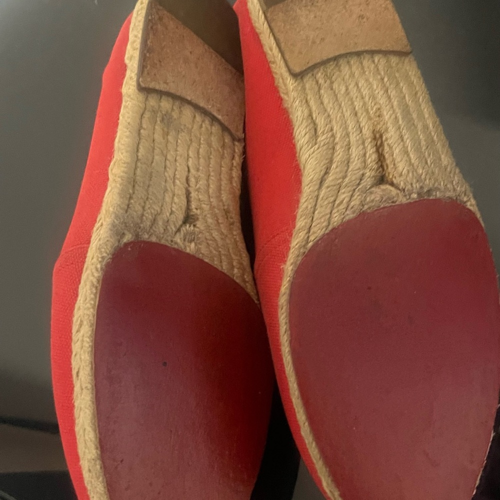 Christian Louboutin Red and Black Slip-On Espadrilles - Picture 4 of 7